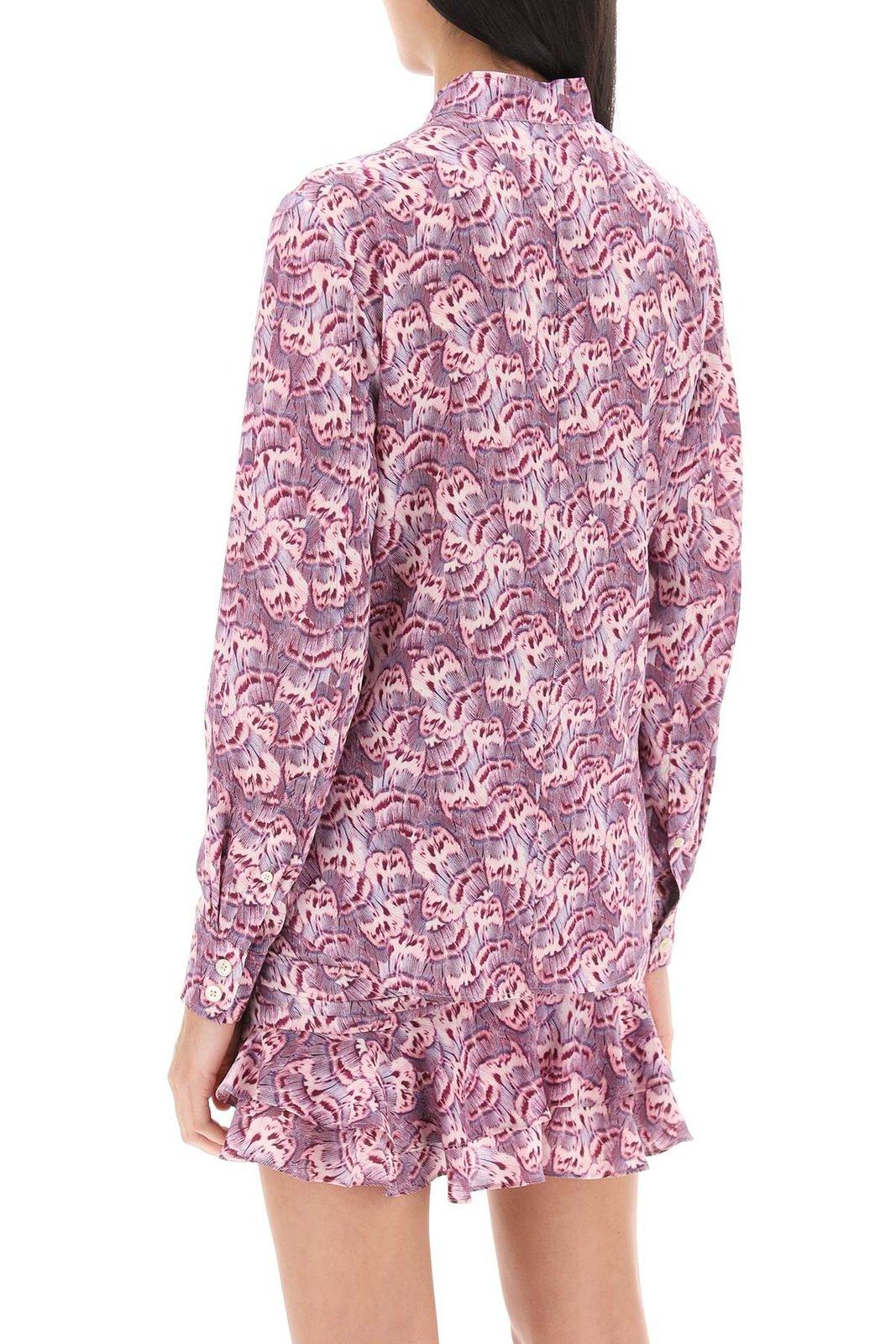 Shop Isabel Marant All-over Print Collared Long-sleeve Shirt In Mauve