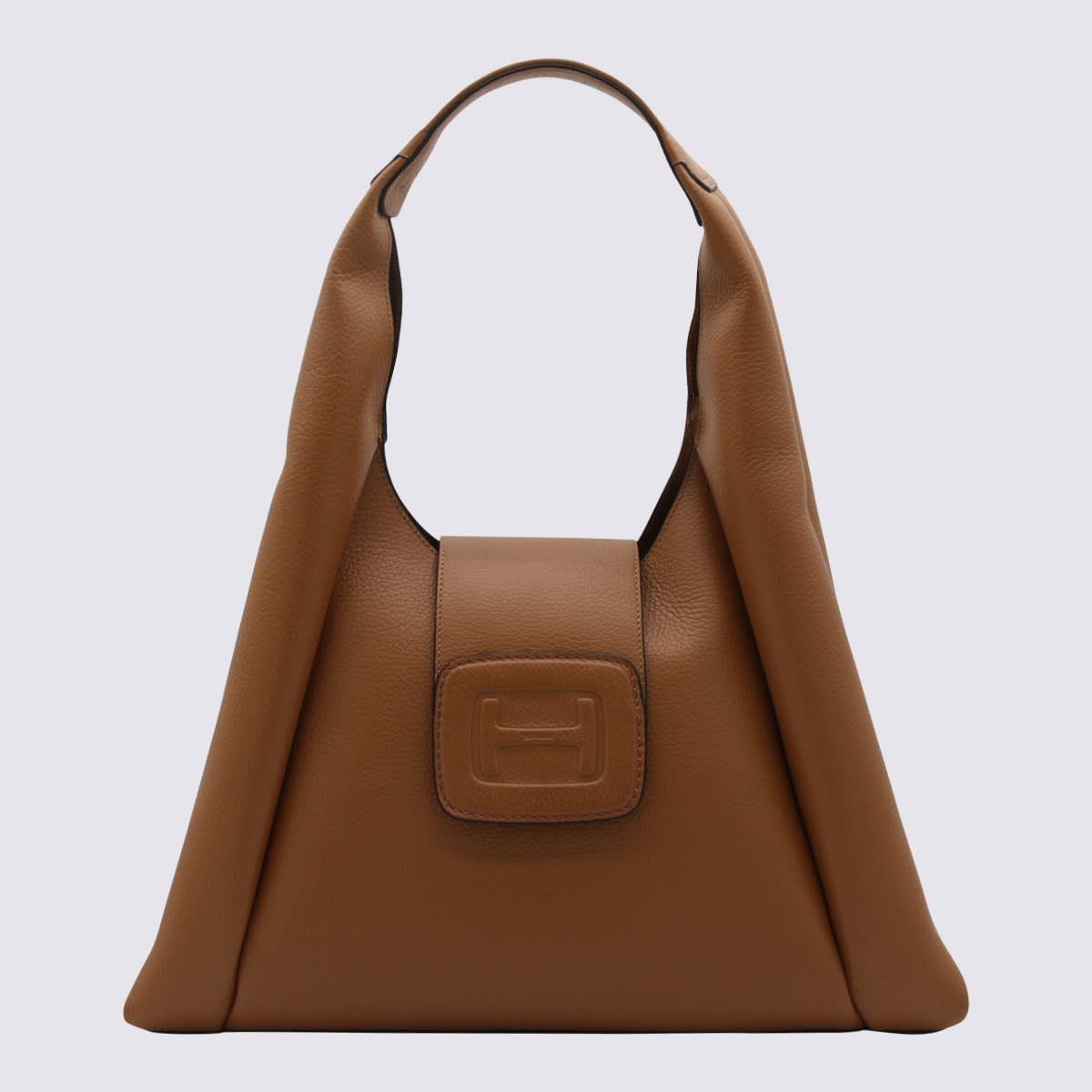 Shop Hogan Brown Textured Leather Hogo Medium Bag