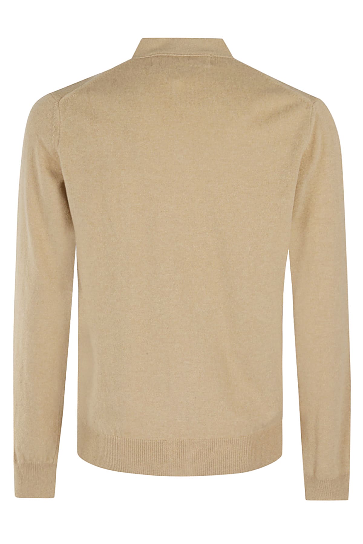 Shop Comme Des Garçons Play V Neck Cardigan Black Emblem In Light Camel