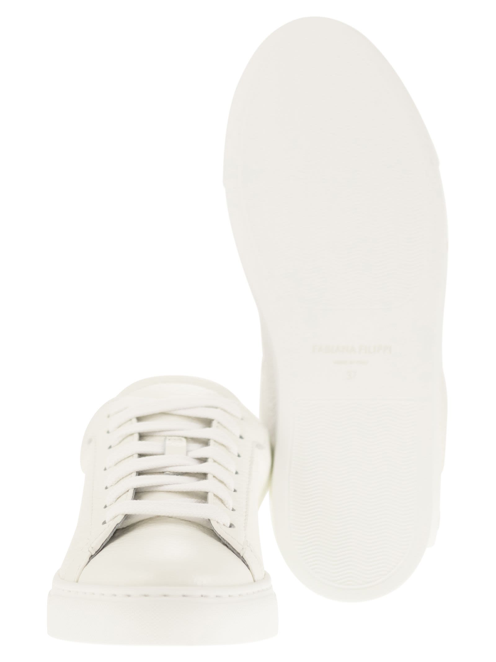Shop Fabiana Filippi Dalila Leather Sneakers In White