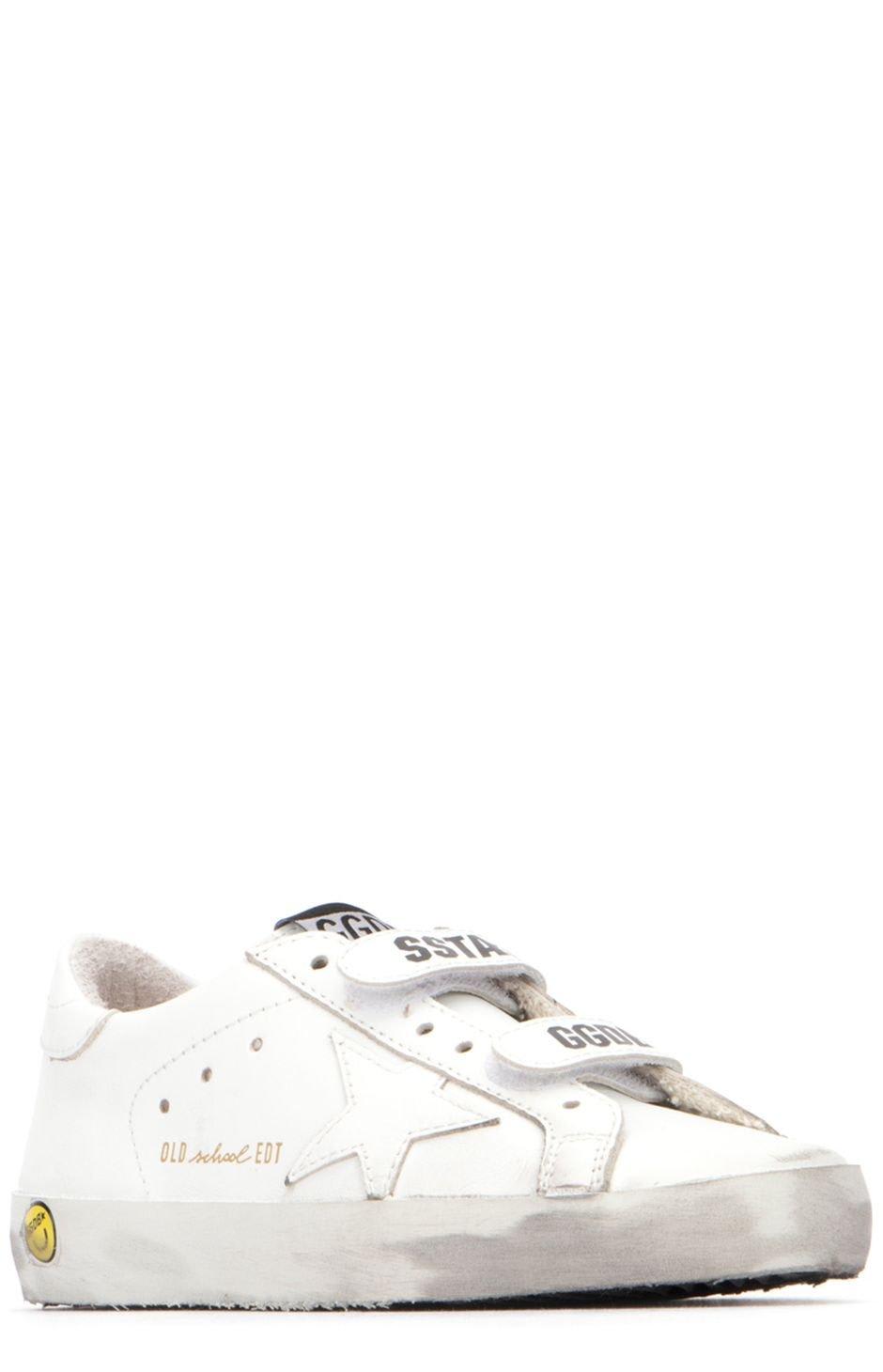 Shop Golden Goose Old School Velcro Strap Sneakers In White