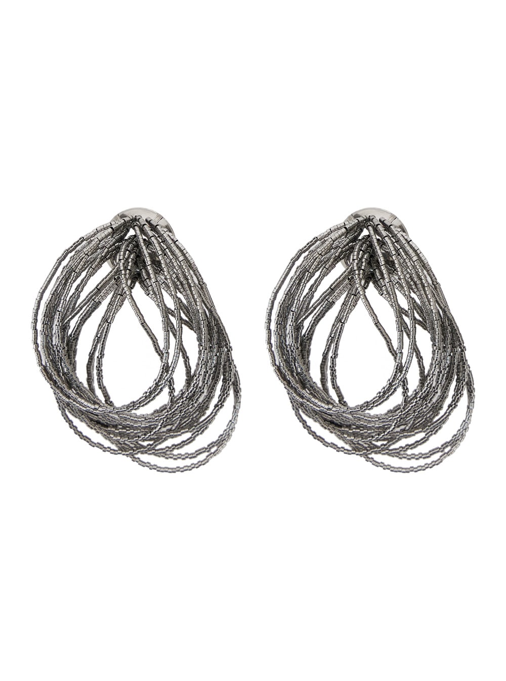 Metallic Earings With Rear Closure And Interwoven Design In Silver Woman