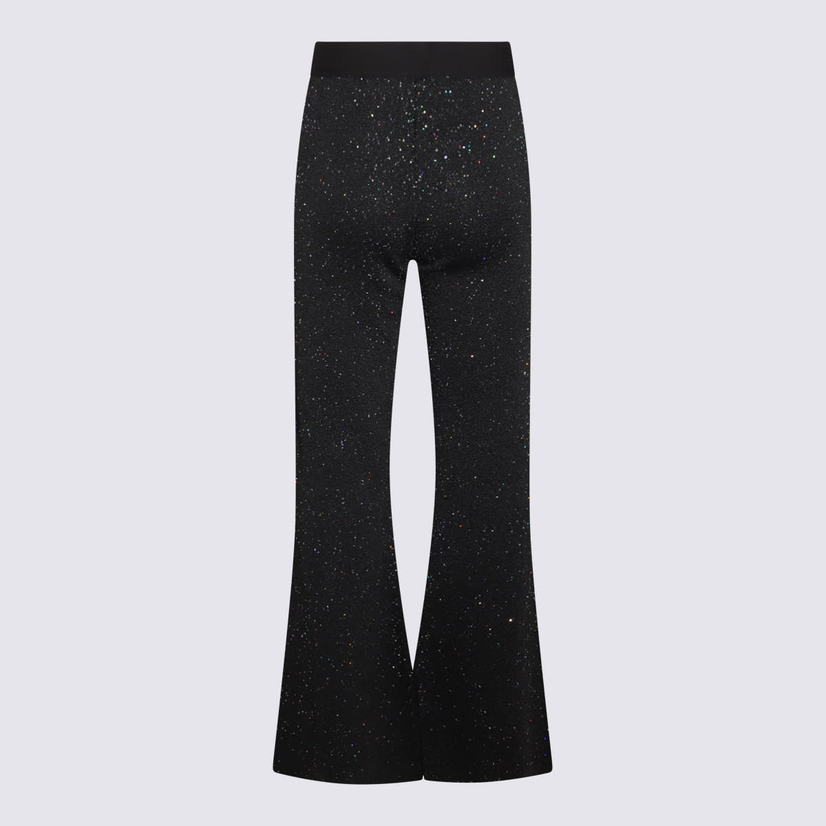 PALM ANGELS BLACK AND WHITE VISCOSE BLEND TROUSERS