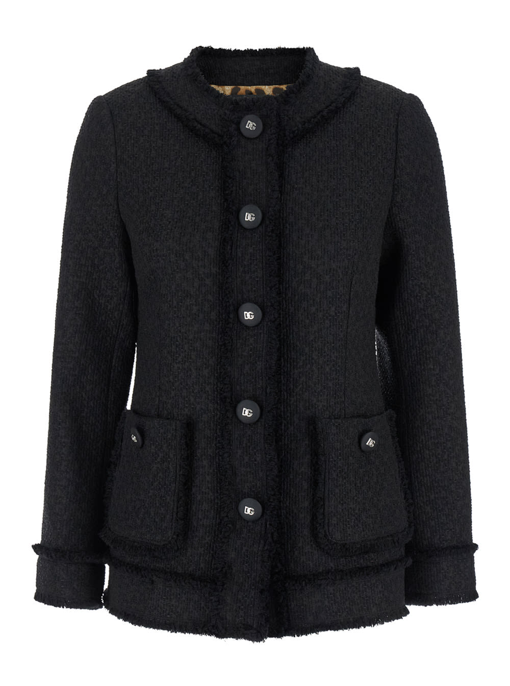 Shop Dolce & Gabbana Tweed Jacket In Black