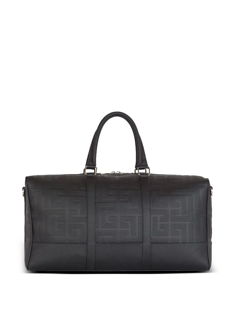 Shop Balmain Black Monogrammed Travel Bag In Opa Noir