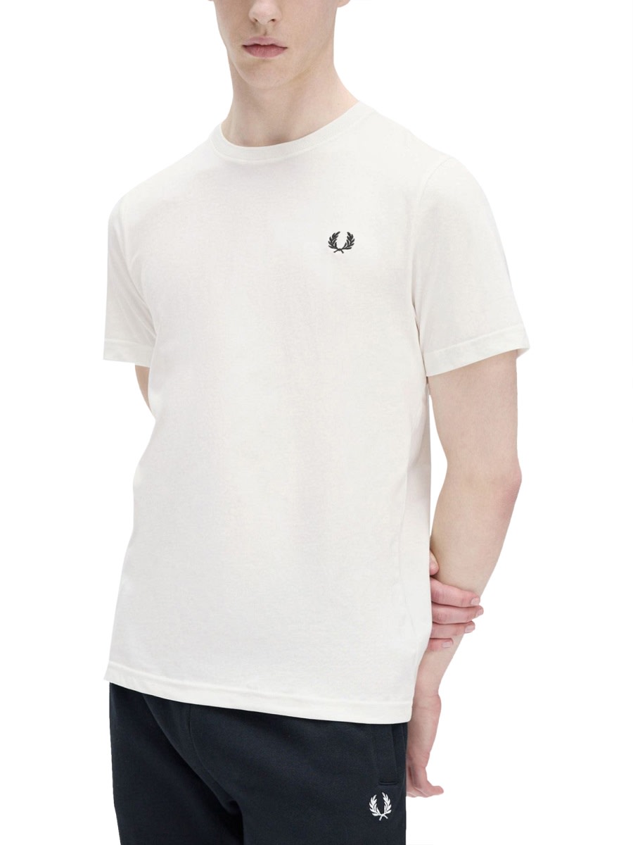 Fred Perry Logo-embroidered T-shirt In White