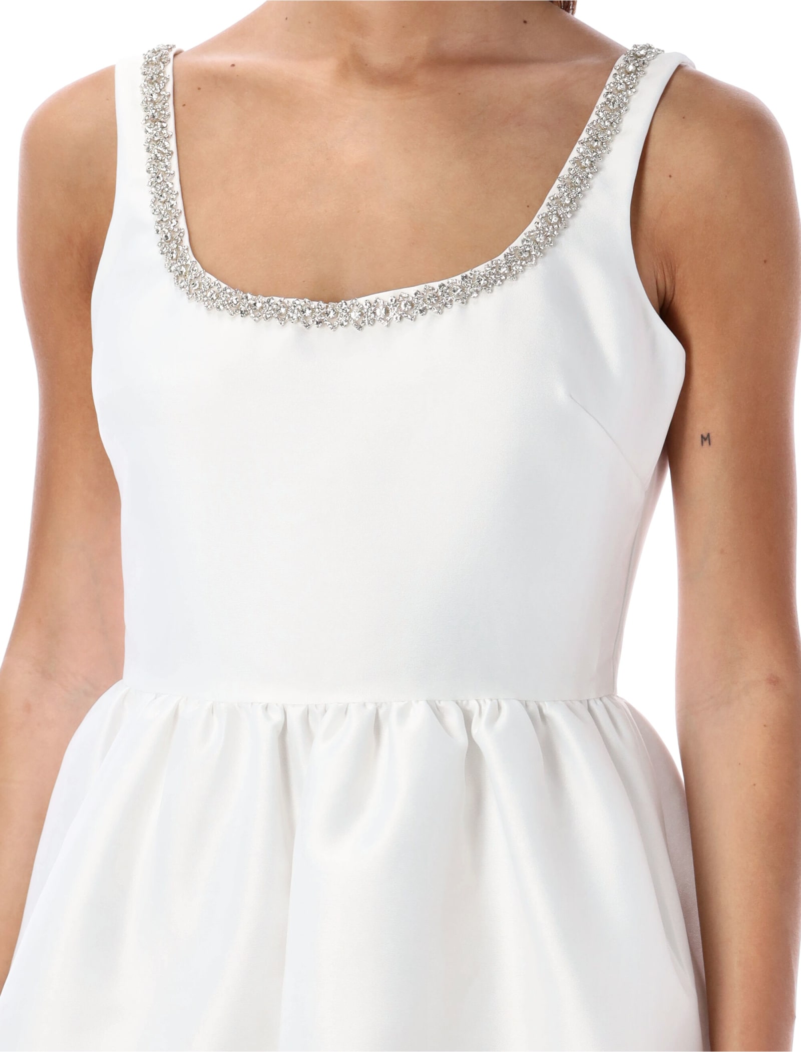 Shop Self-portrait Tafeta Diamond Mini Dress In White