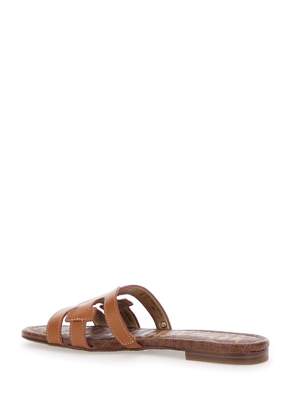 Shop Sam Edelman Bay Slide Brown Slip-on Sandals With Logo Detail In Leather Woman In Beige
