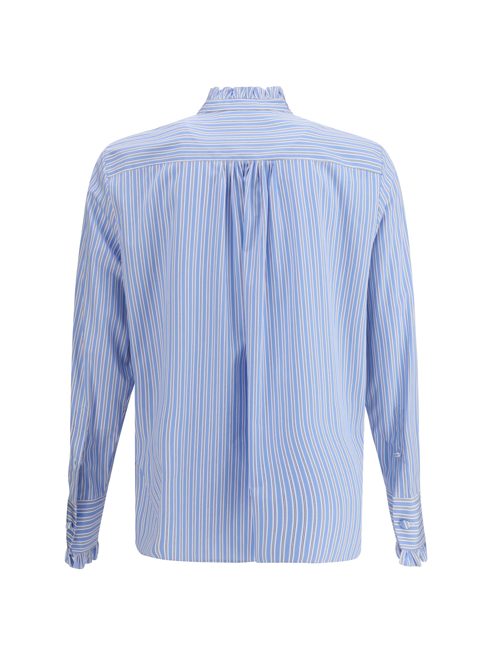Valentino Garavani Cotton Striped Shirt With Button-down Collar In Blue