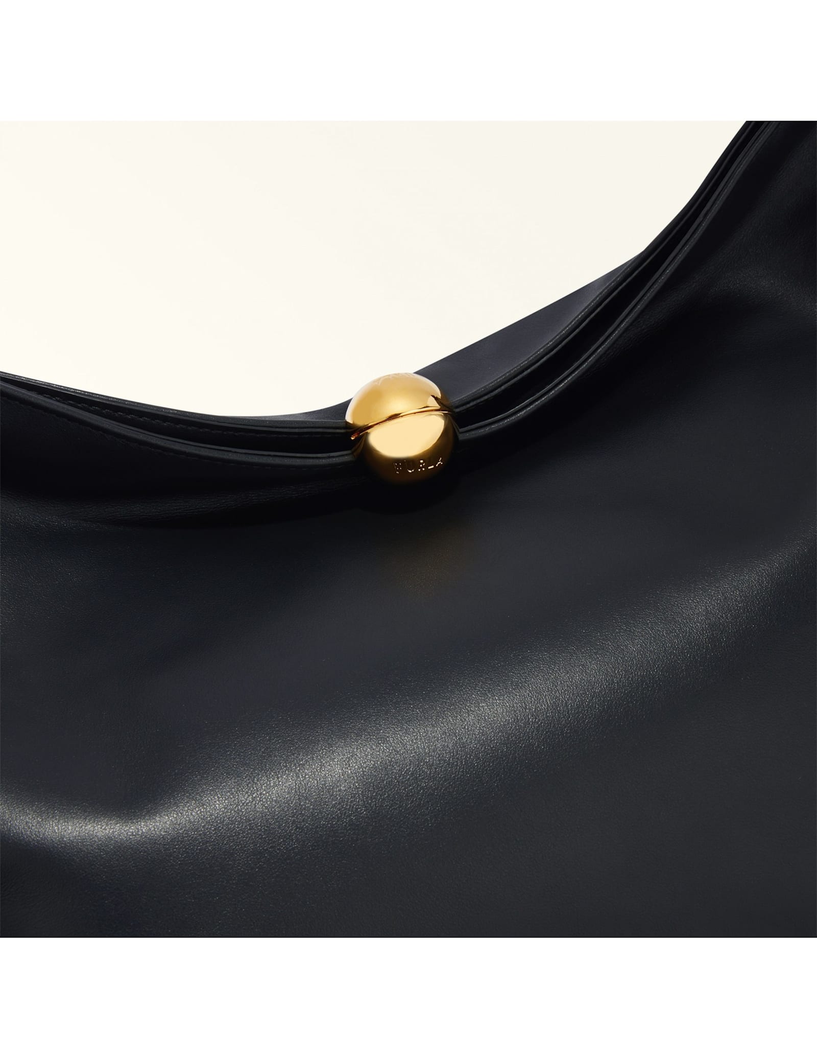 Shop Furla Sfera Soft L Shoulder Bag In Black Leather In Nero