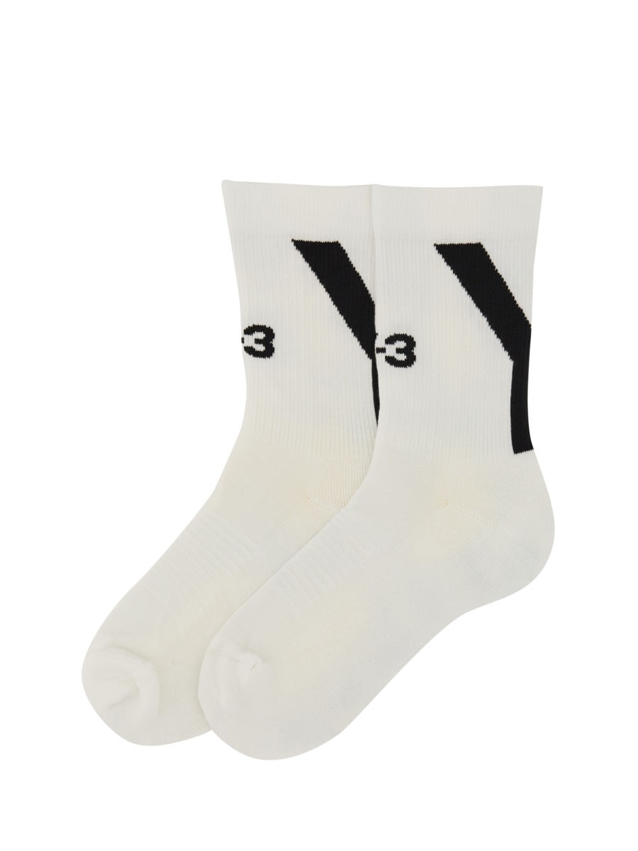 Shop Y-3 Sock With Logo Embroidery In White