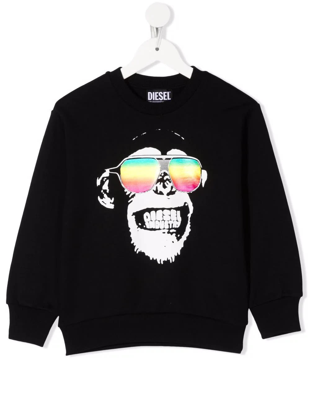 Diesel Kids Black Sweatshirt With Monkey Print