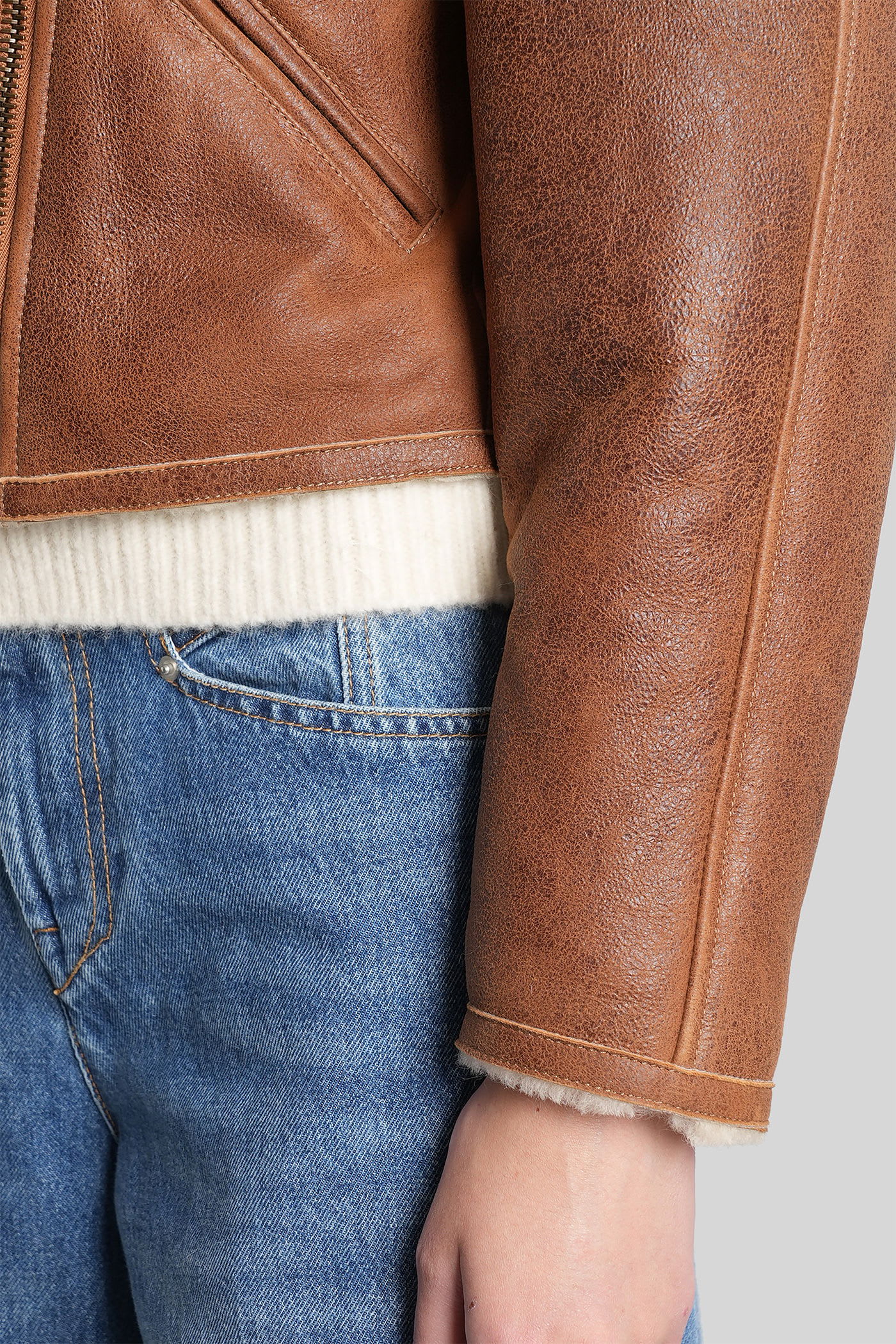 Isabel Marant Blondine Leather Jacket In Brown Leather In Brown