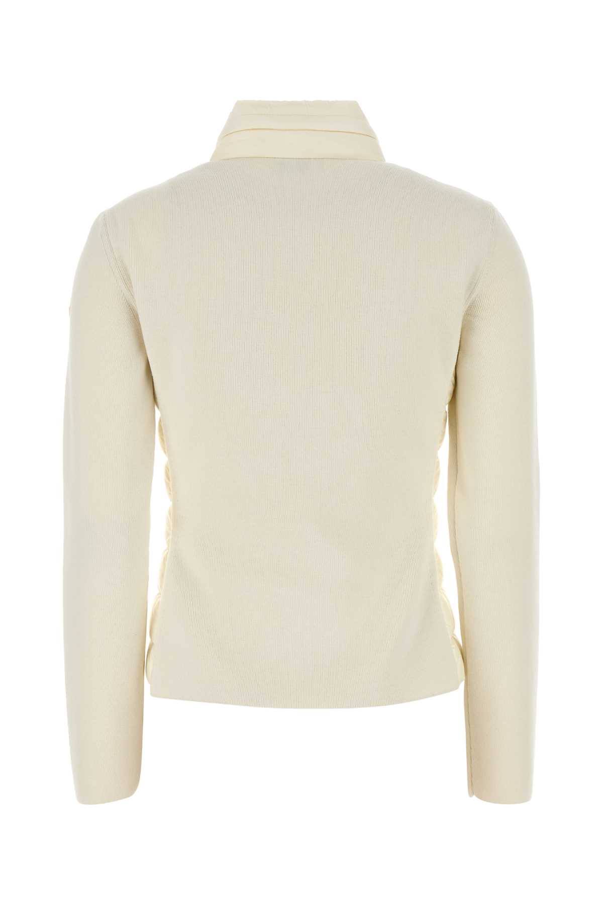 Shop Moncler Ivory Wool Blend Cardigan In 034