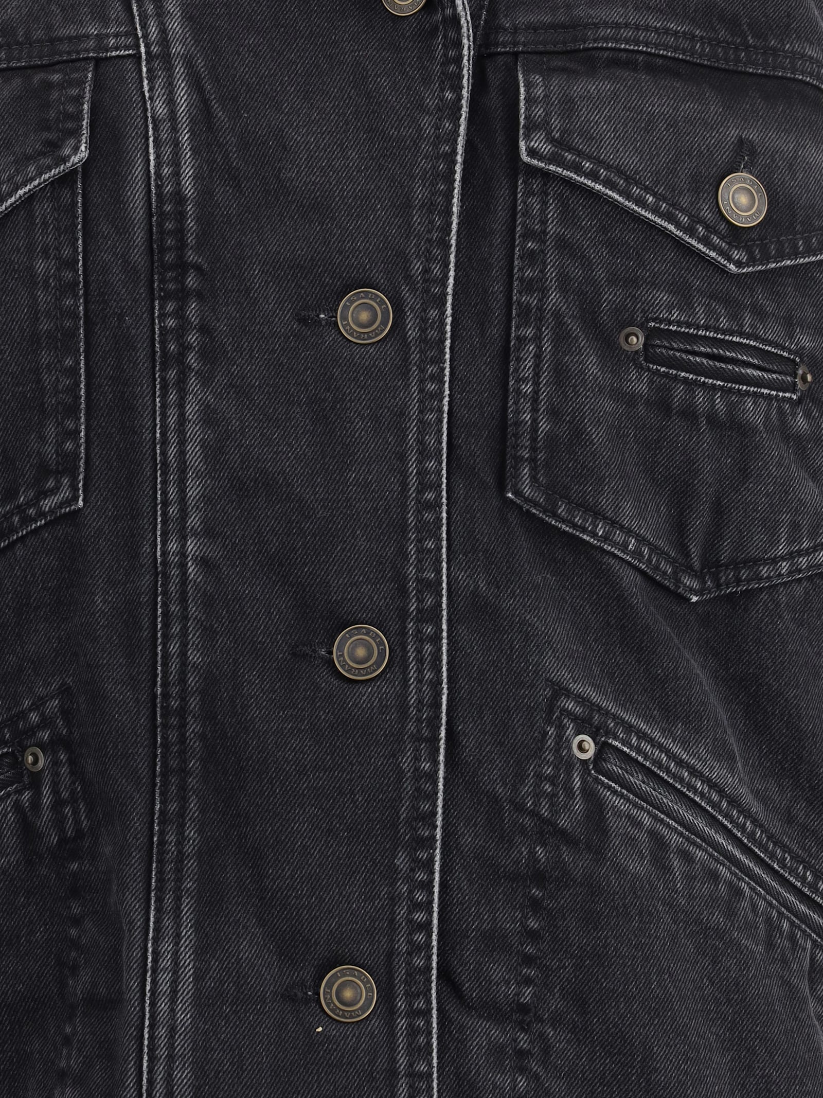 Isabel Marant Pimia Jacket In Denim And Faux Fur In Blue