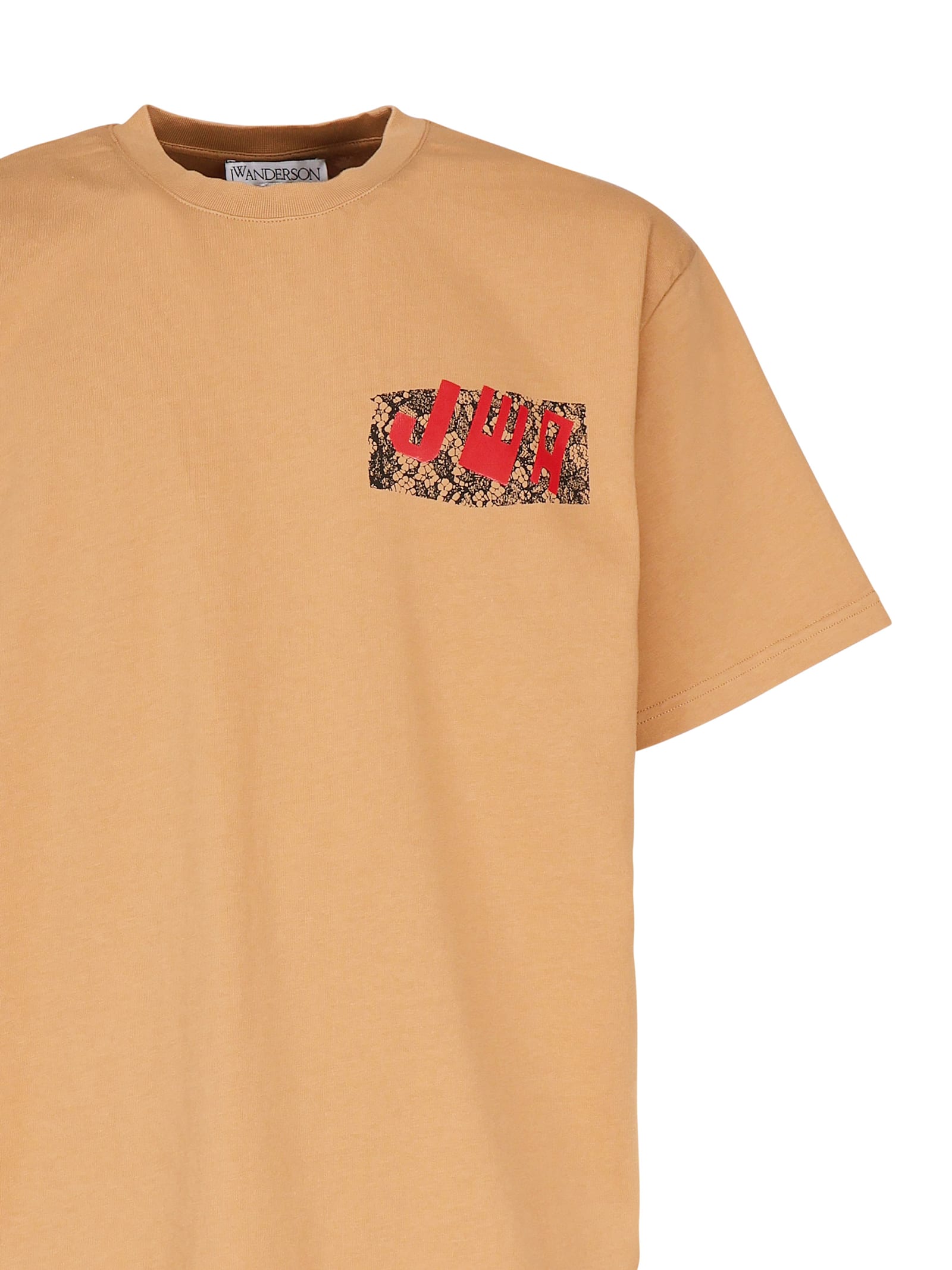 Jw Anderson Lace-inspired Graphic Print T-shirt In Beige