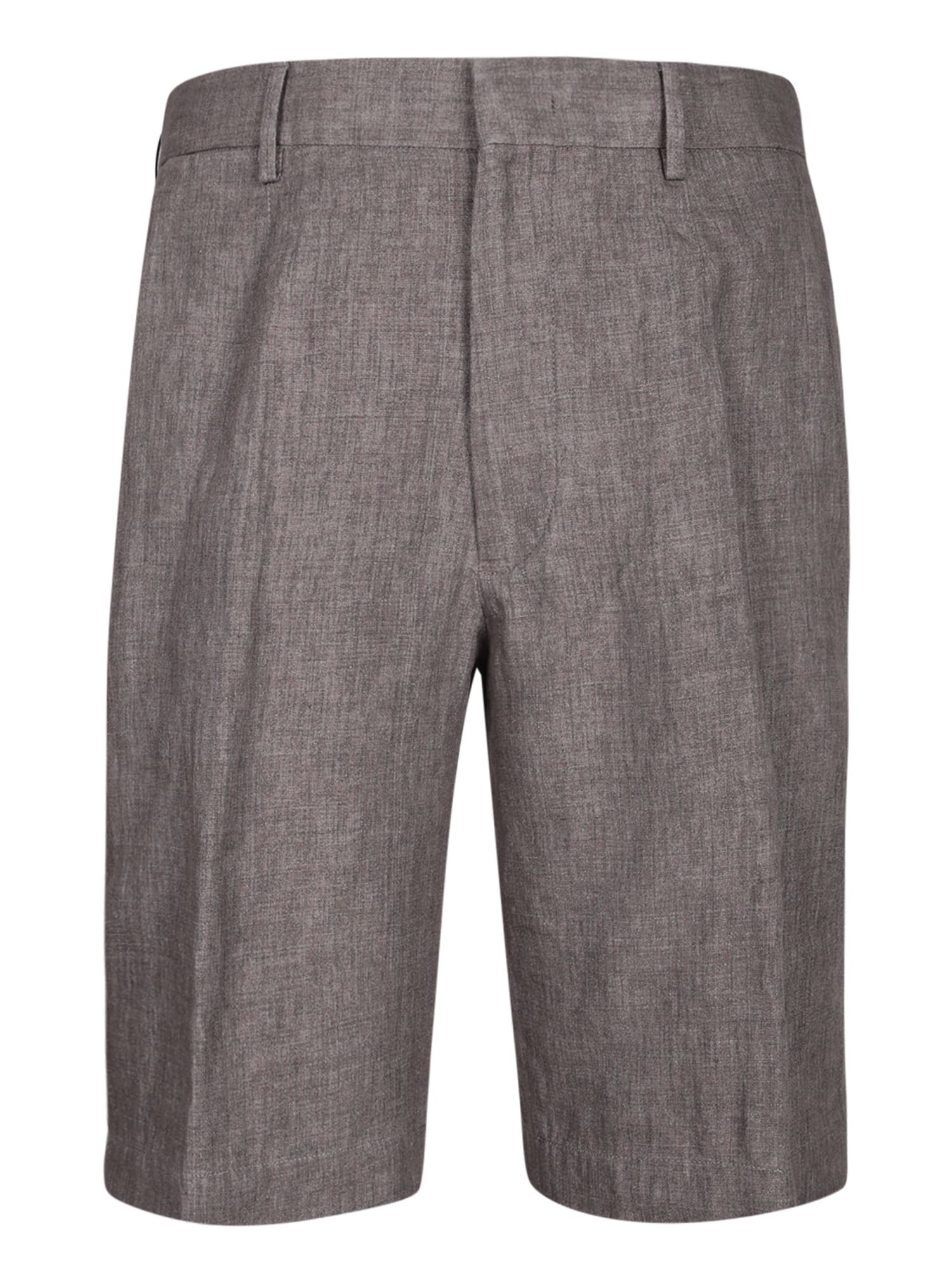 Brown Linen Bermuda Shorts