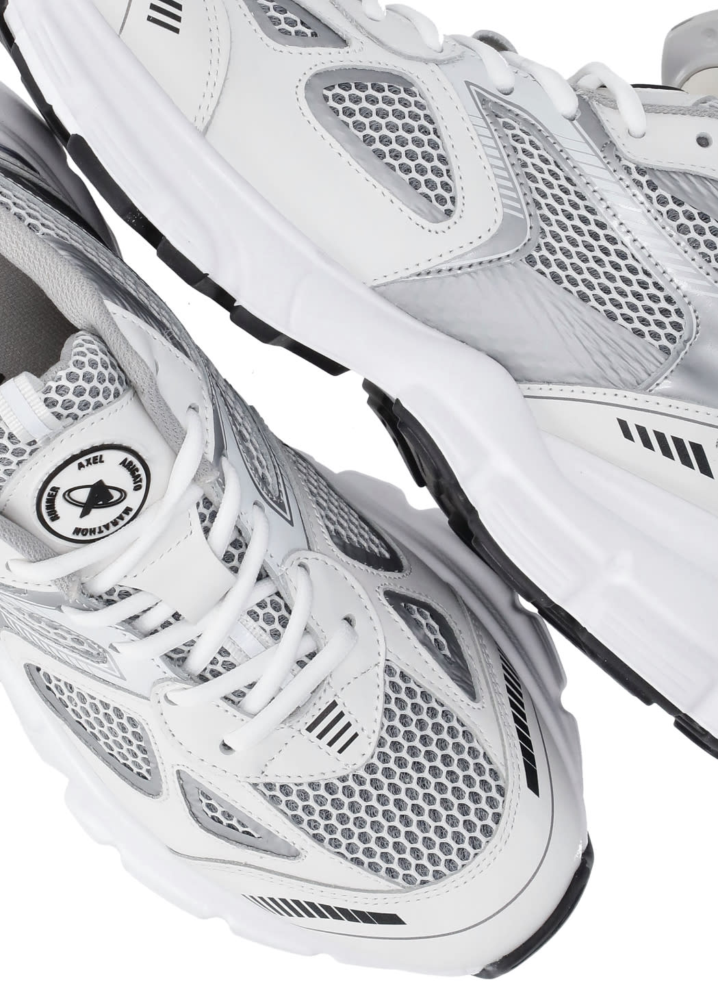 Shop Axel Arigato Marathon Runner Sneakers In White/silver