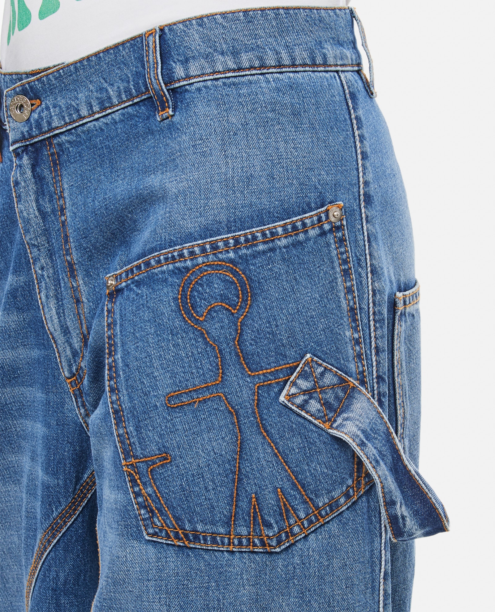 Shop Jw Anderson Twisted Workwear Denim Pants In Blue