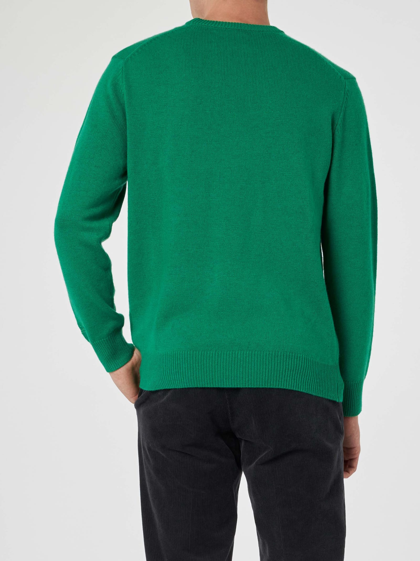 Mc2 Saint Barth Man Crewneck Sweater With Crypto Ducky Jacquard Print Crypto Puppets Special Edition In Green