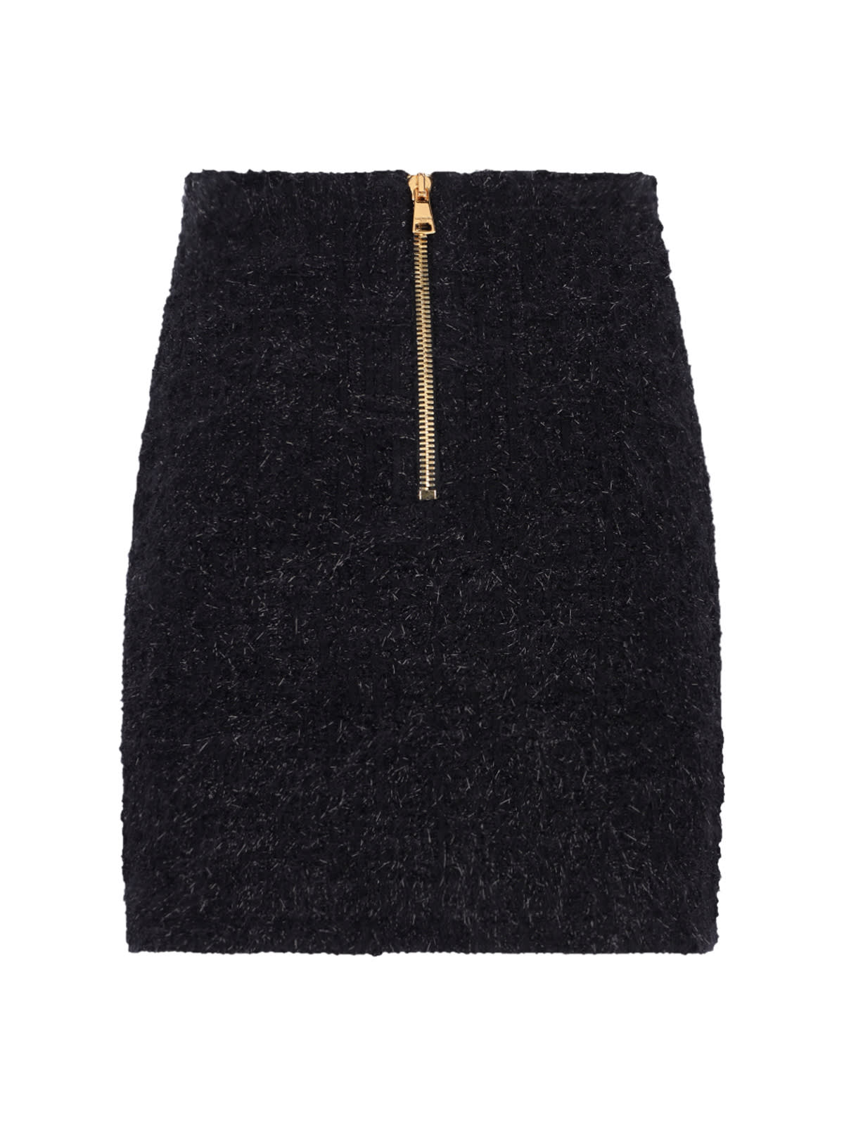 Shop Balmain Tweed Mini Skirt In Black