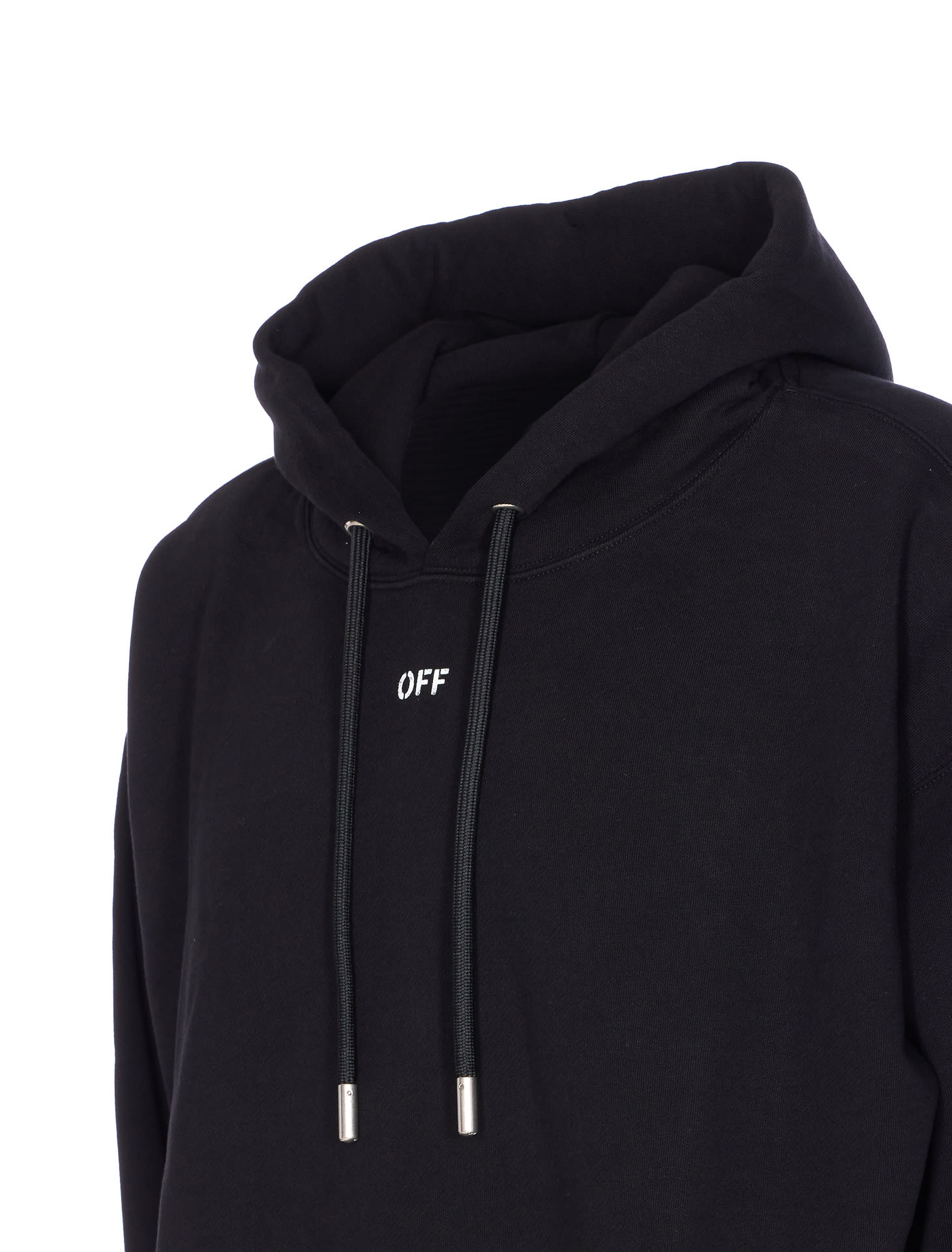 Off-white Hooded Sweater Kangaroo Pocket In Black