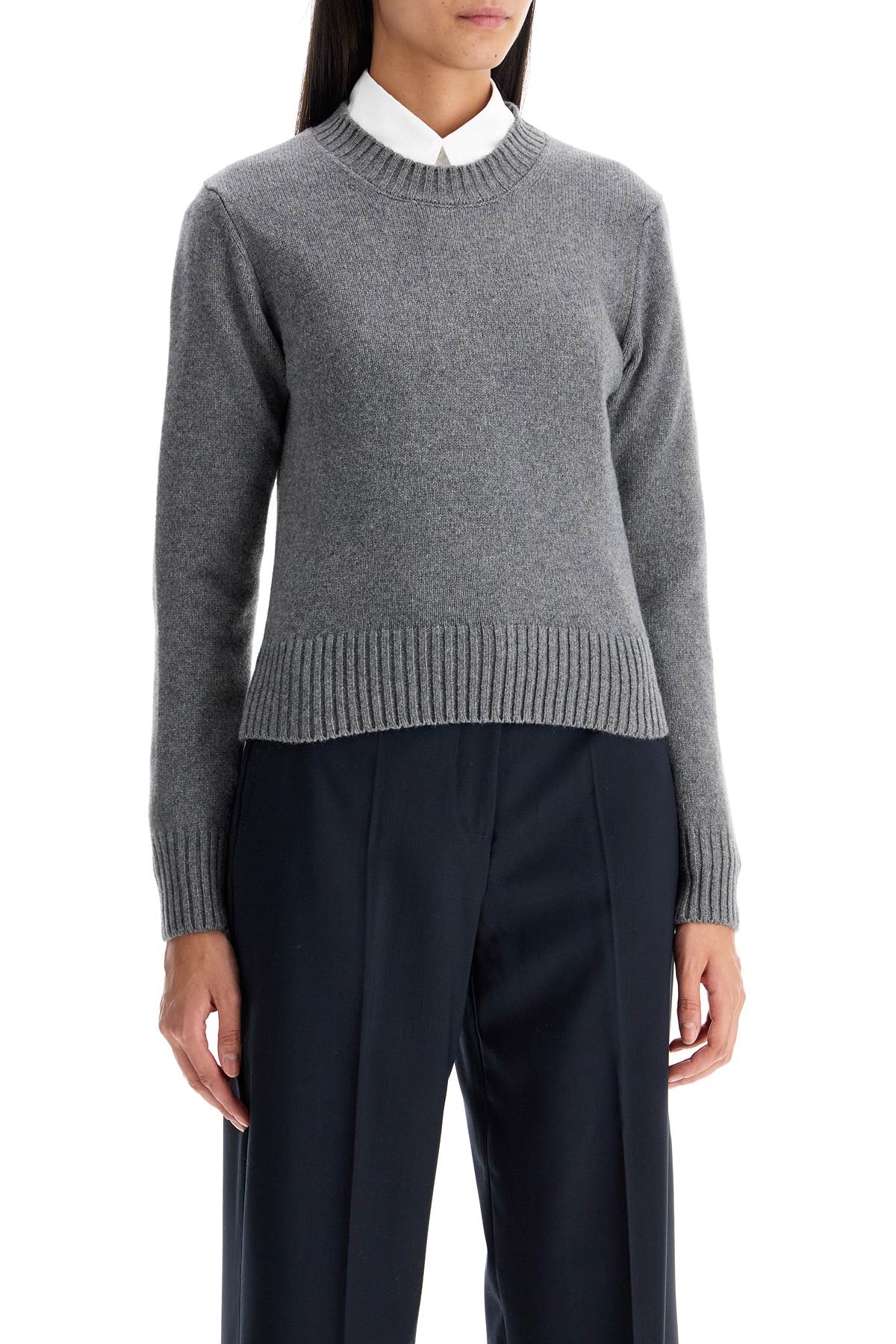 Shop Ami Alexandre Mattiussi Cashmere And Wool Pullover In Gris Clair (grey)