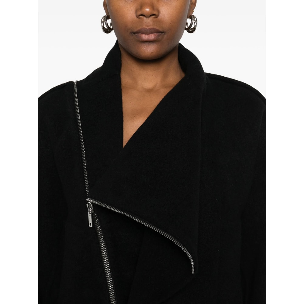 Rick Owens Cropped Flight Jacket Scarf Detail In Black