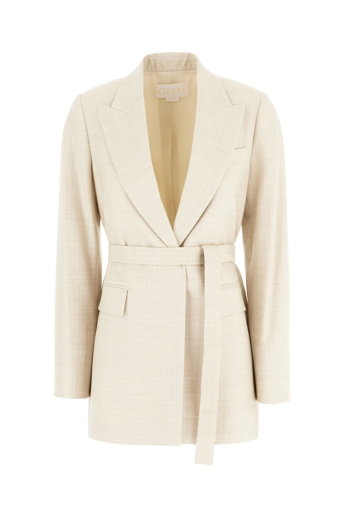 Genny Pastel Yellow Stretch Wool Blend Blazer In Neutral