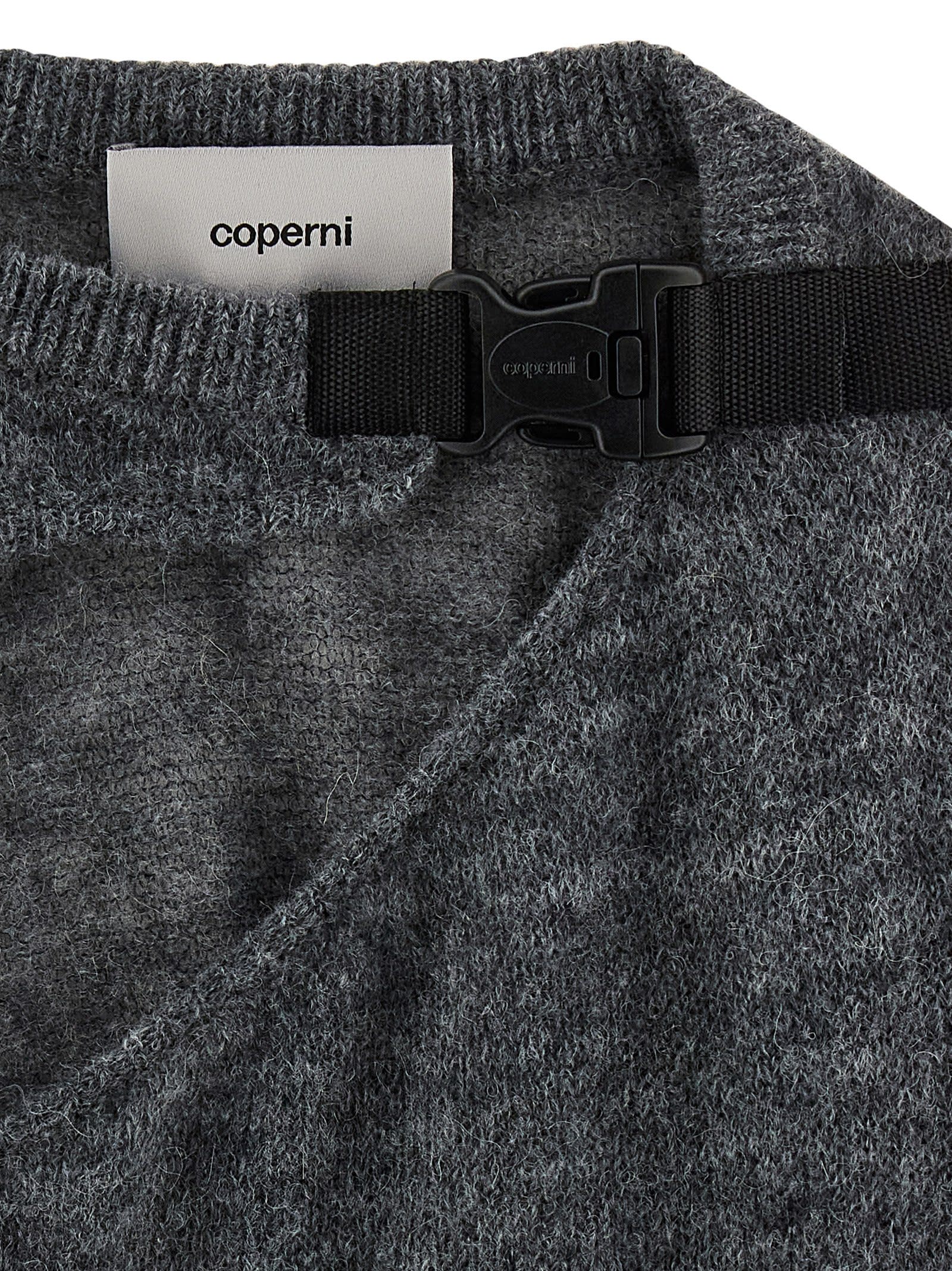 Coperni Buckle Cut-out Sweater In Gray