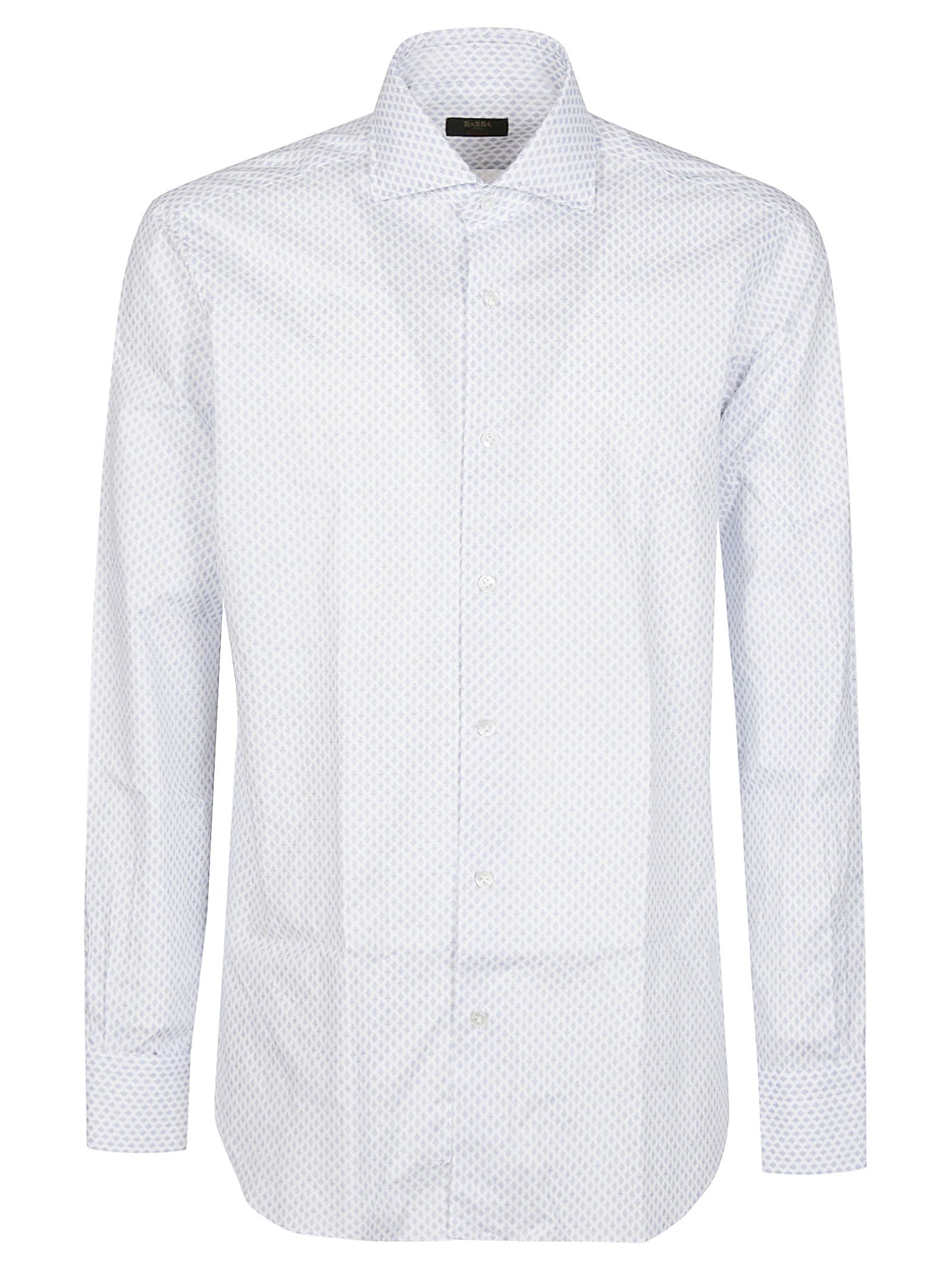 Shop Barba Napoli Neck Shirt In Bianco/azzurro