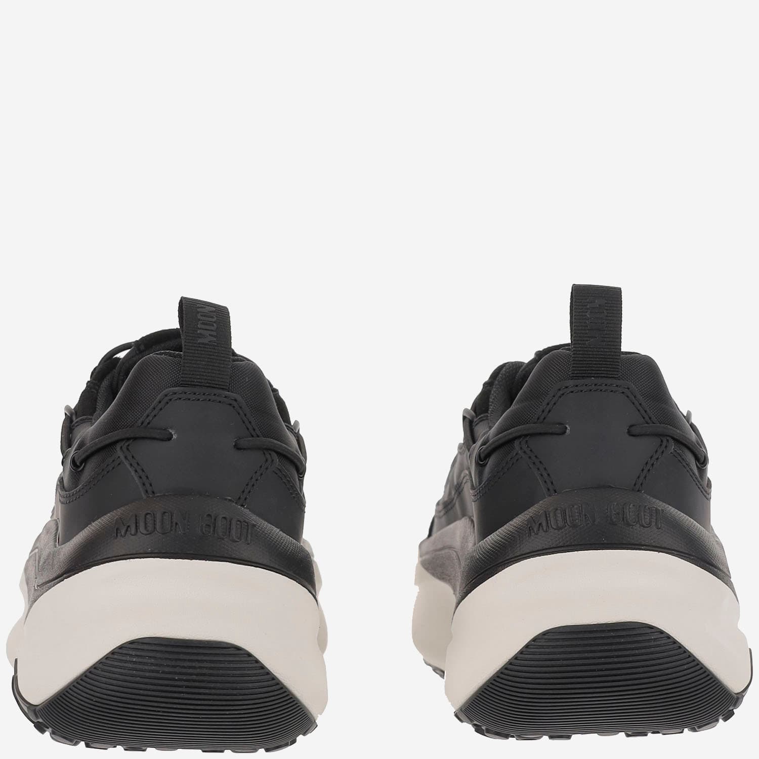 Moon Boot Blackwhite Round Toe Sneakers In Black