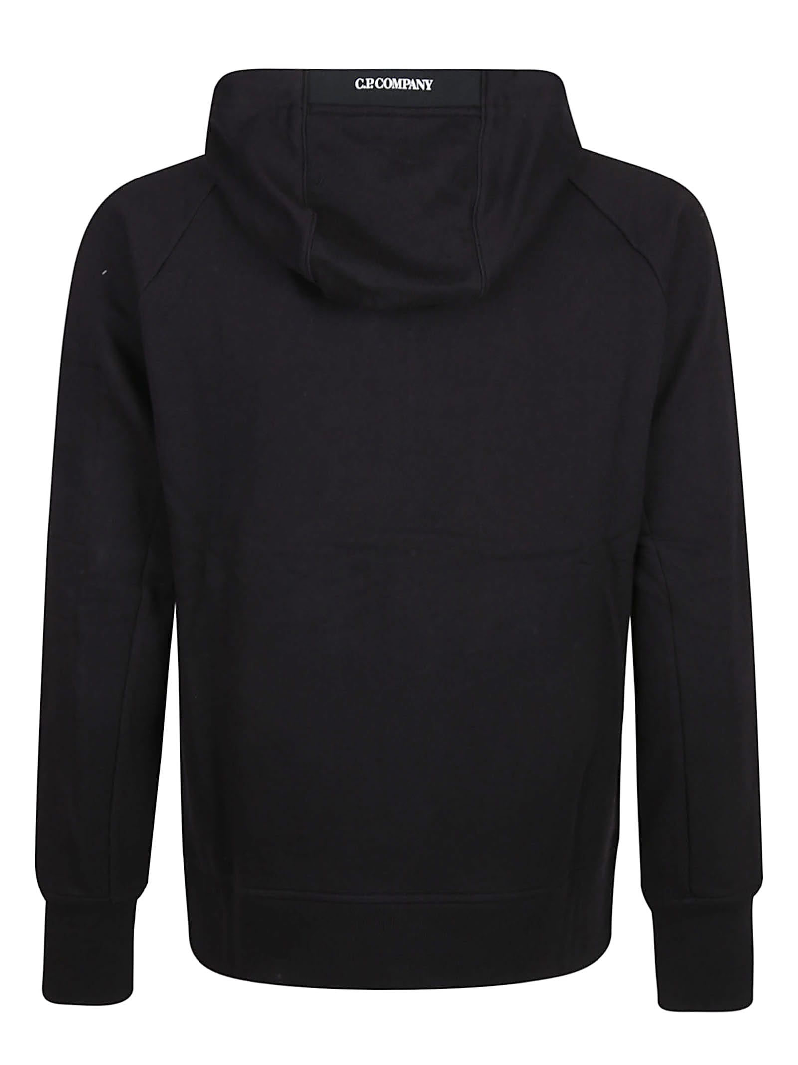 C.p. Company Diagonal Raised Fleece Full Zip Sweatshirt In Black
