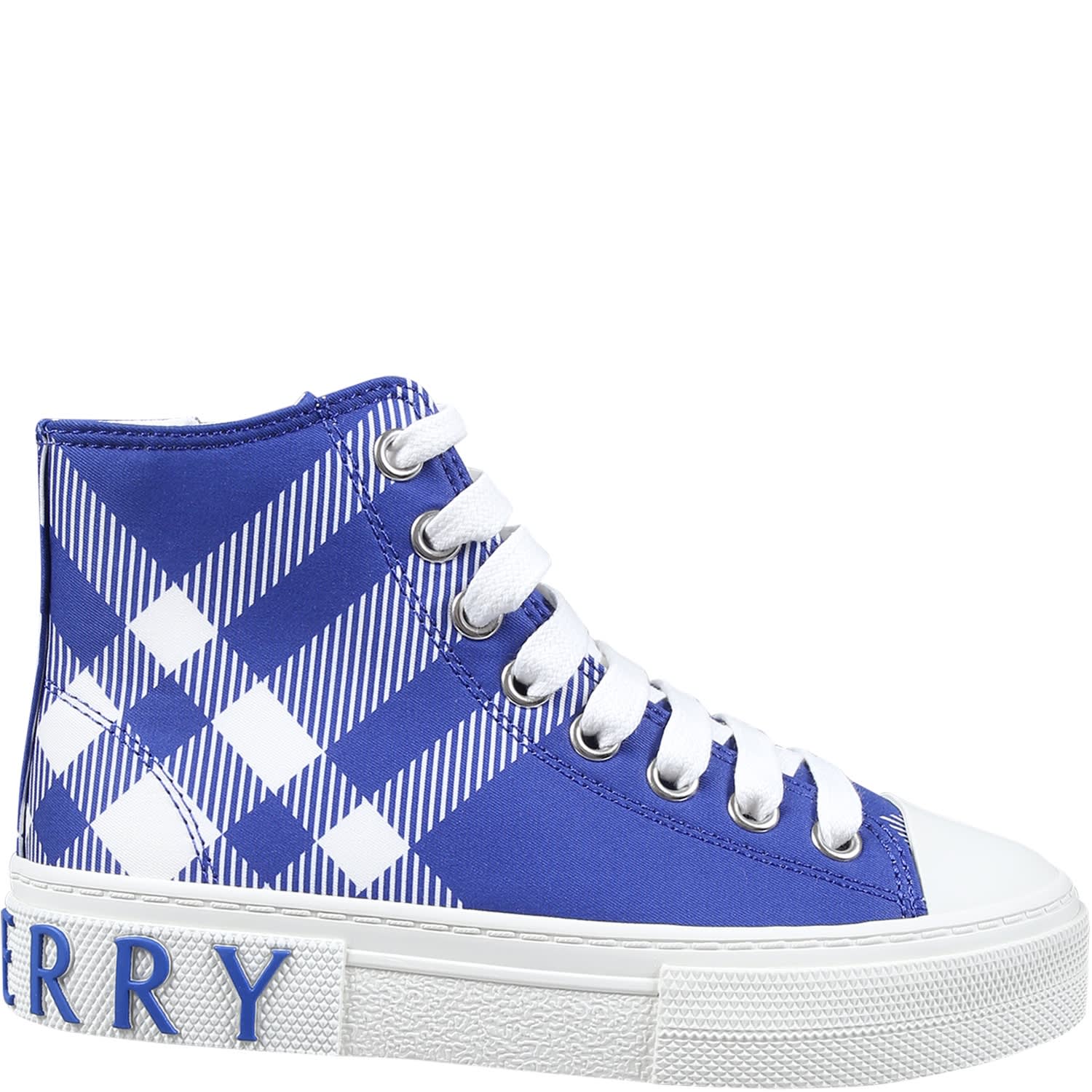 Burberry Blue Sneakers For Kids With Logo