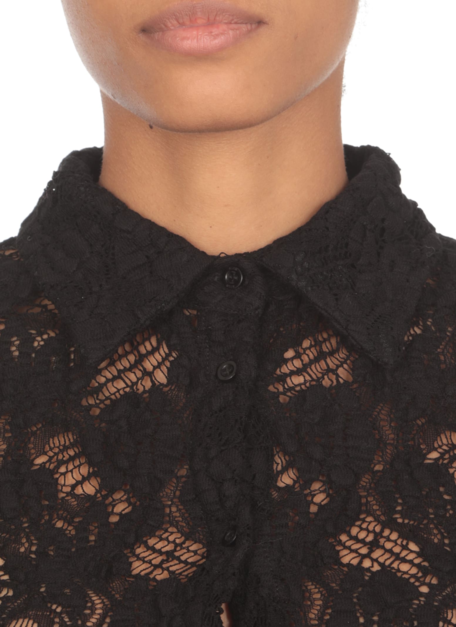 Shop Msgm Lace Shirt In Black