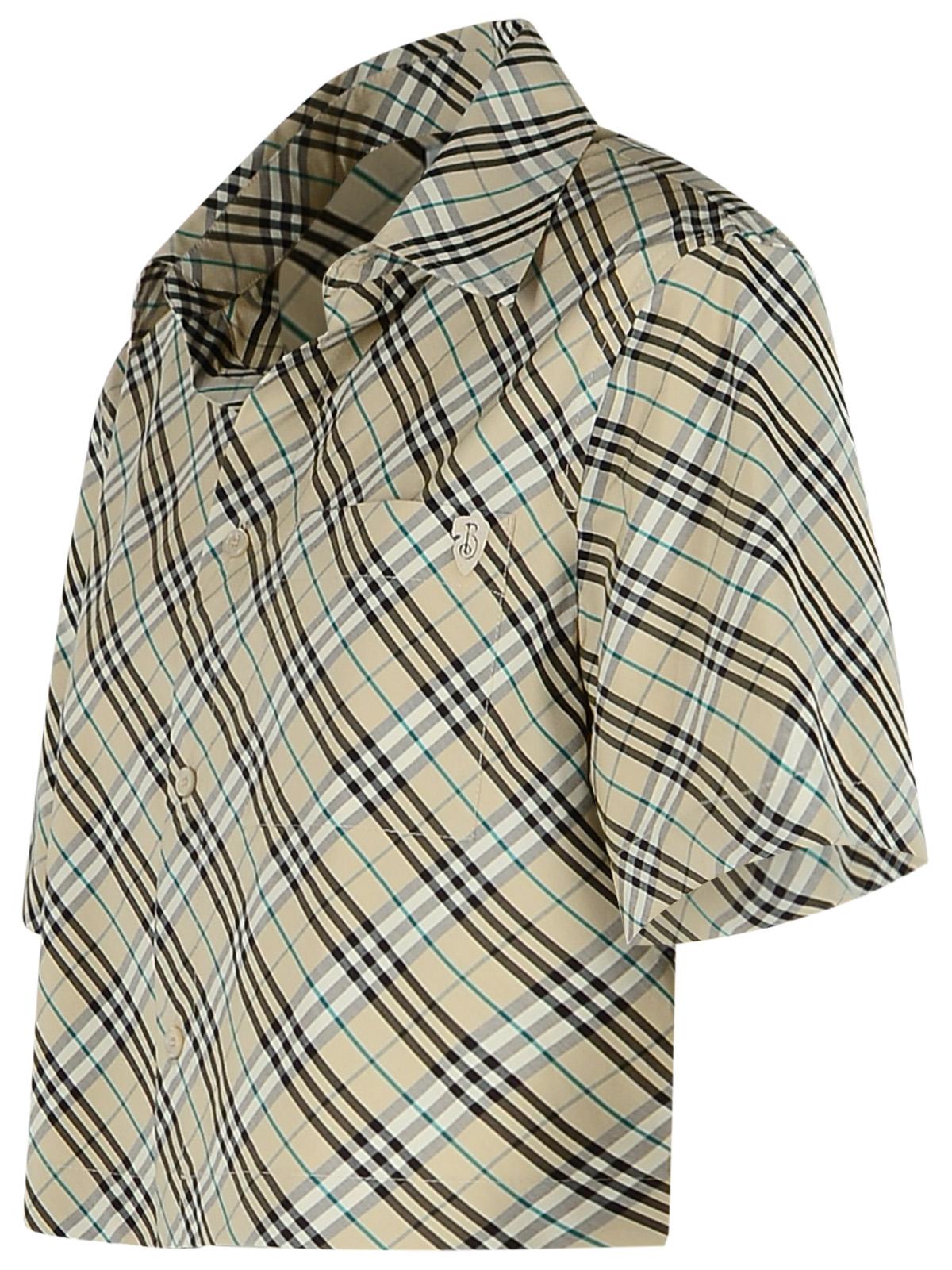Burberry Check Short-sleeve Crop Button-down Shirt In Multicolour