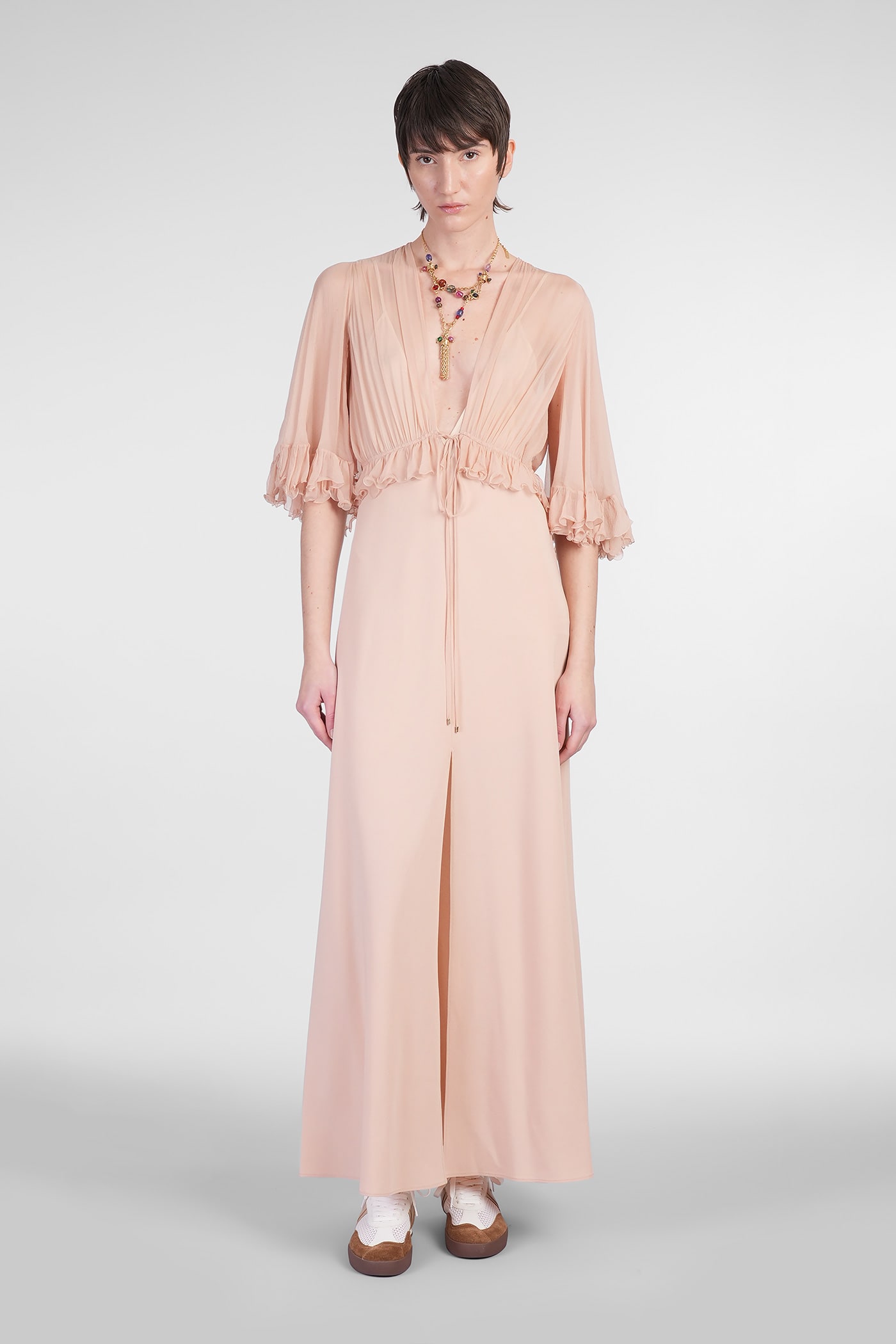 Chloé Dress In Rose-pink Silk