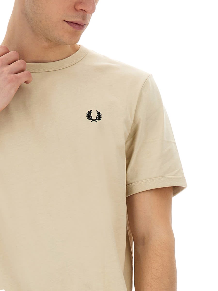 Shop Fred Perry T-shirt With Logo In Powder