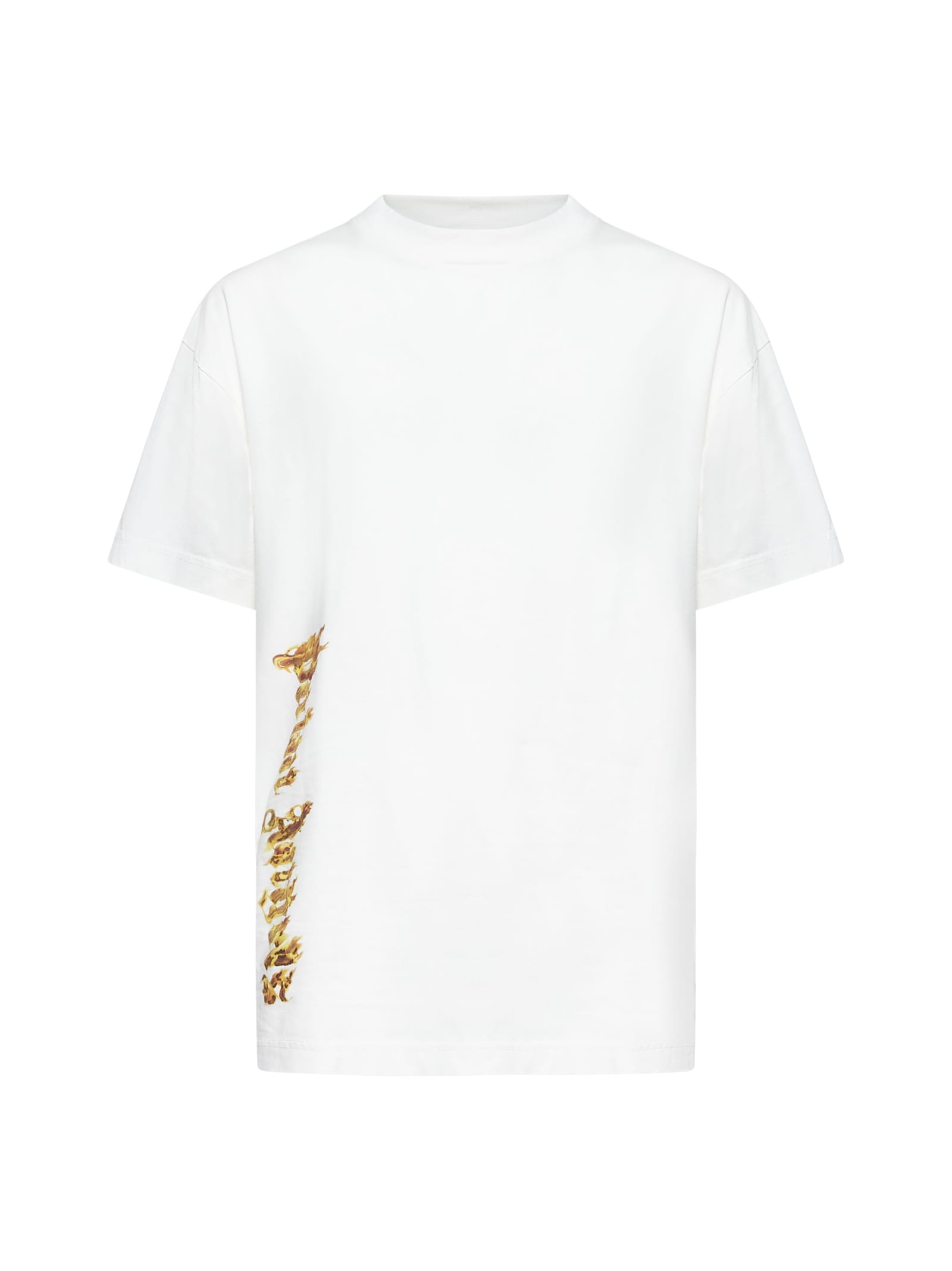 Shop Palm Angels T-shirt In Off White Gold