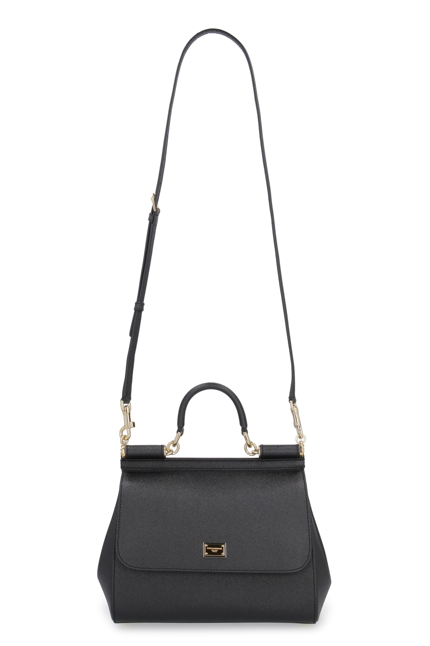 Shop Dolce & Gabbana Sicily Leather Handbag In Black