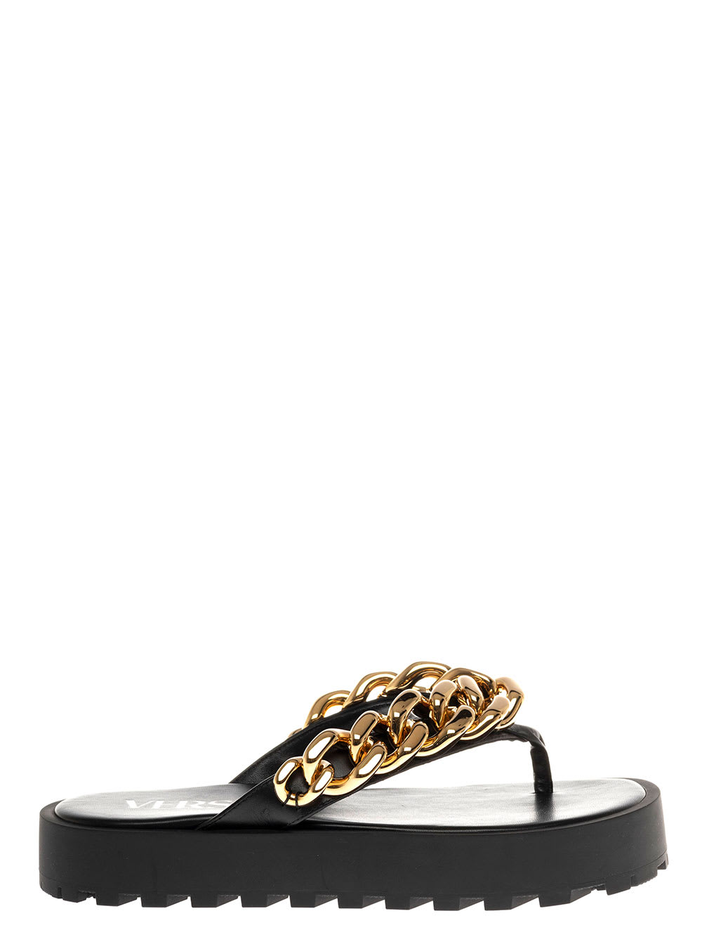 Versace Thong Sandals With Chain Detail