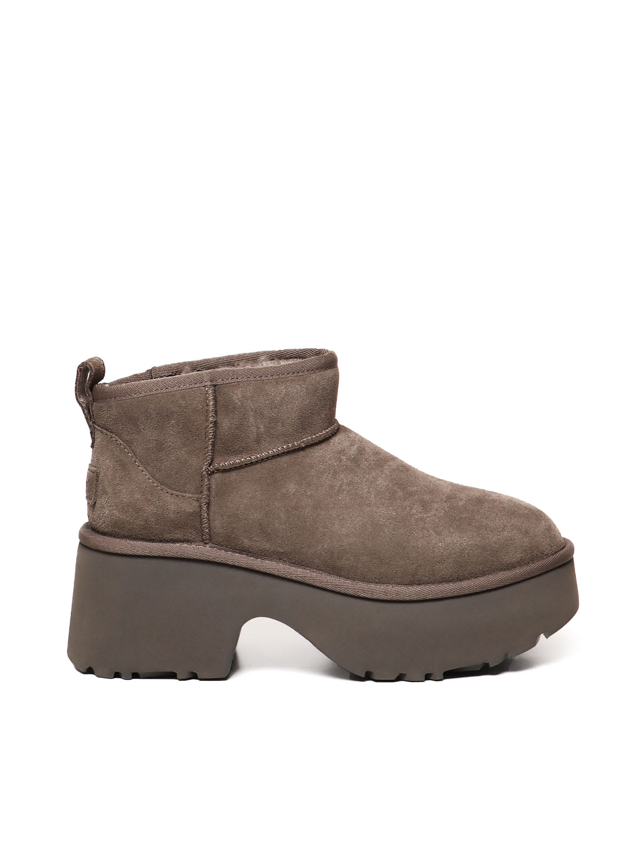 Shop Ugg Ultra Mini New Heights Boots In Suede In Hickory