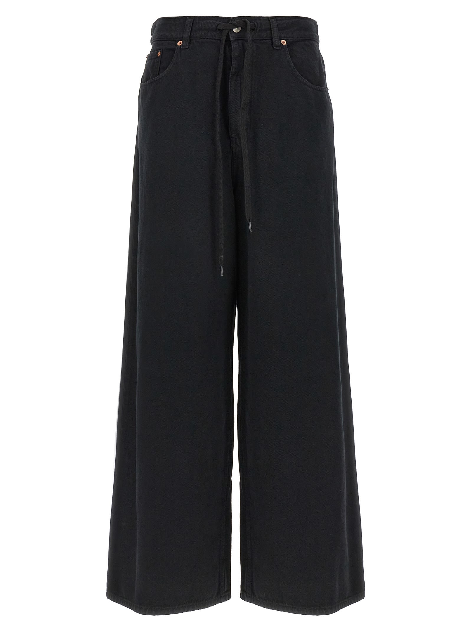 Shop Mm6 Maison Margiela Wide Leg Jeans In Black