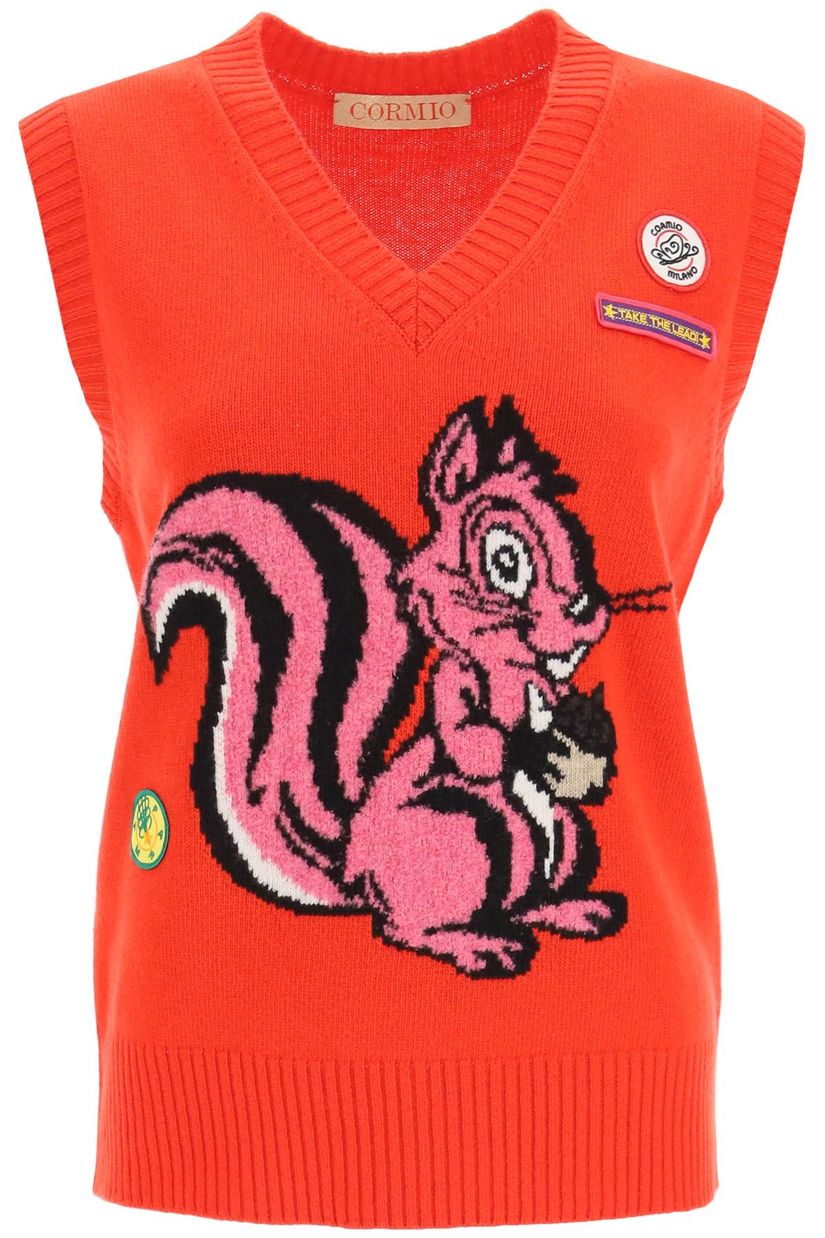 Cormio Squirrel Intarsia Knit Vest