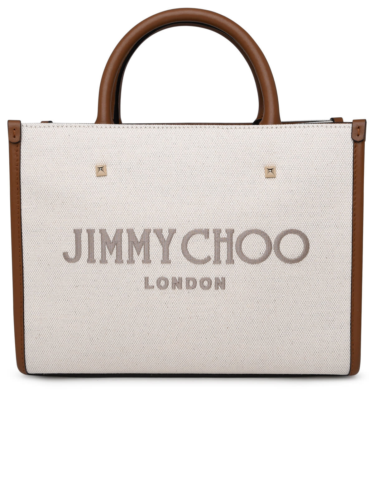 Shop Jimmy Choo Avenue Bag In Ivory Fabric In Beige