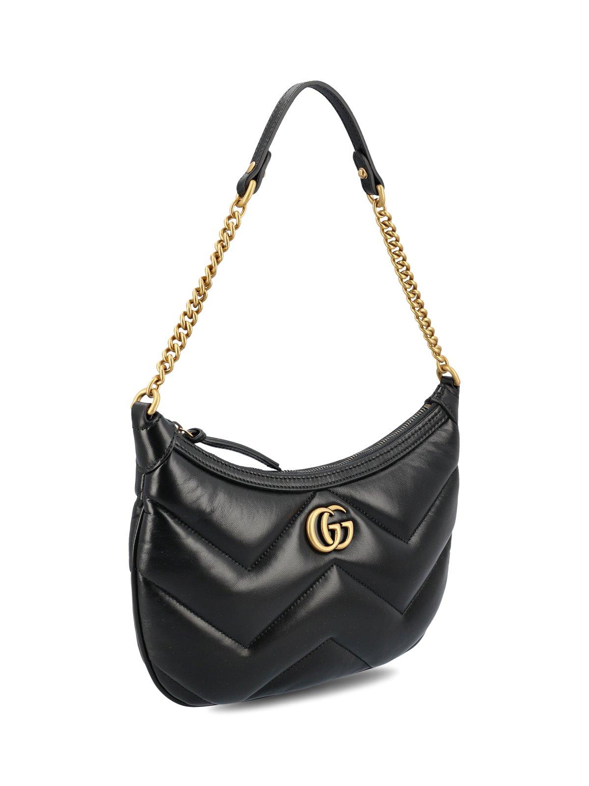 Shop Gucci Gg Marmont Small Shoulder Bag In Black