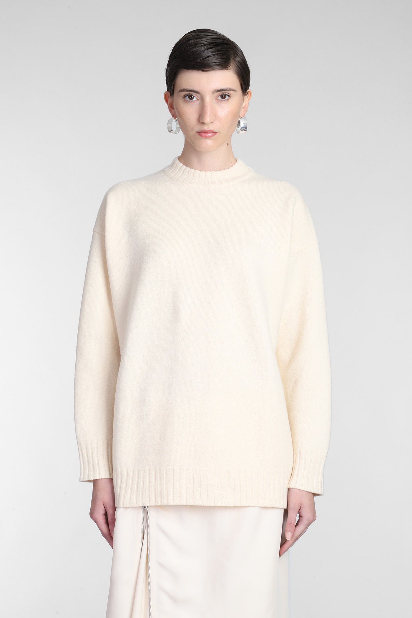 Jil Sander Long-sleeve Crew-neck Wool Jumper In Ivory