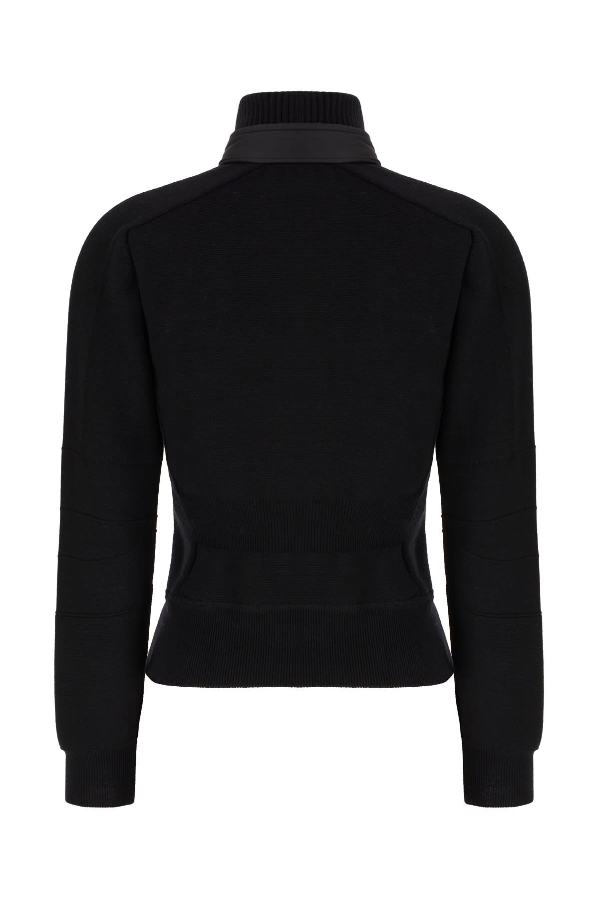 Shop Moncler Black Wool Blend Tricot Cardigan