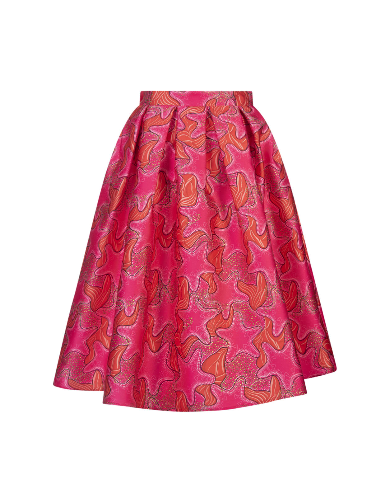 Shop Alessandro Enriquez Midi Skirt With Fuchsia Stars Print In Pink