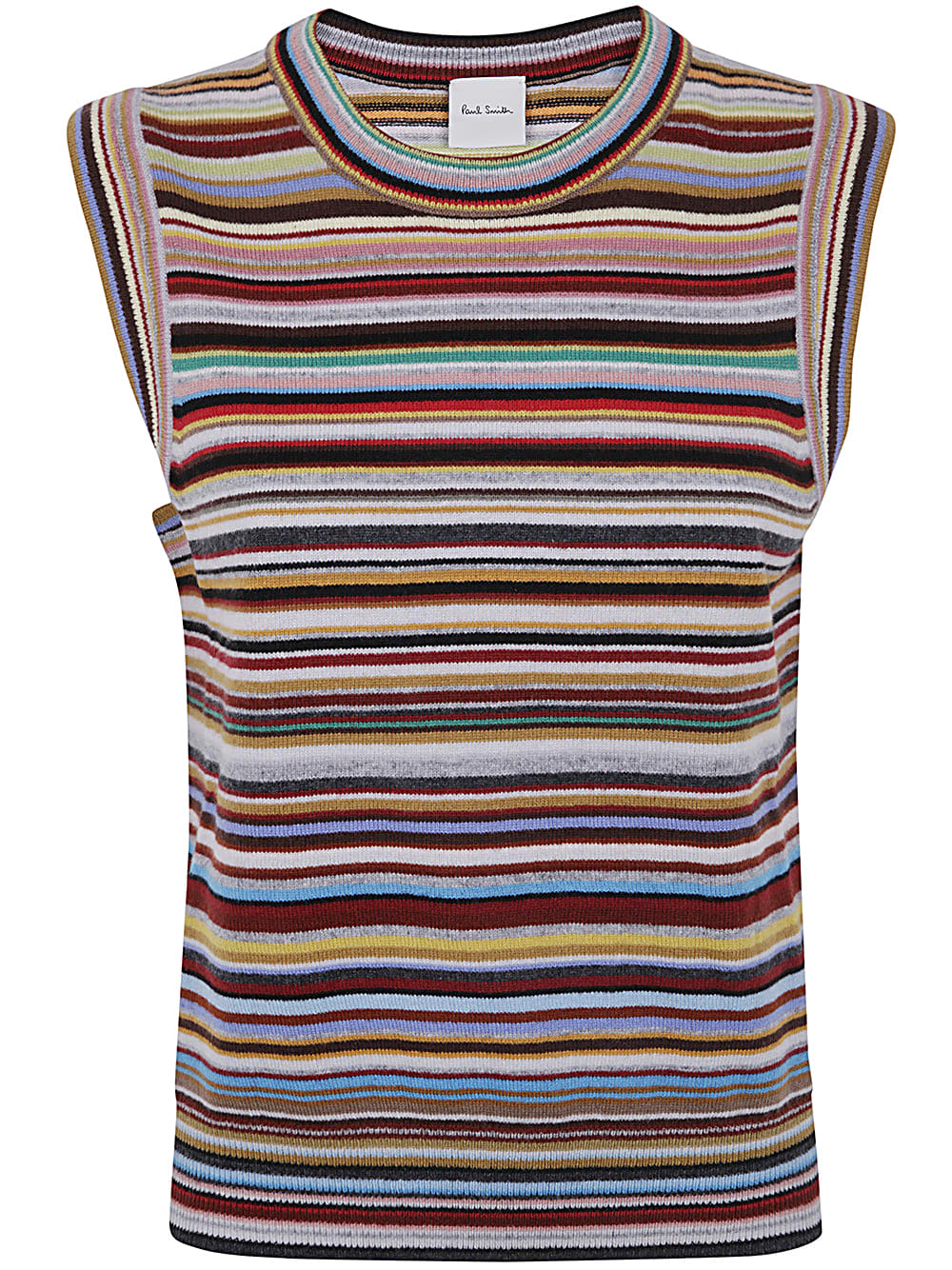 Shop Paul Smith Womens Knitted Vest Crew Neck In Multi